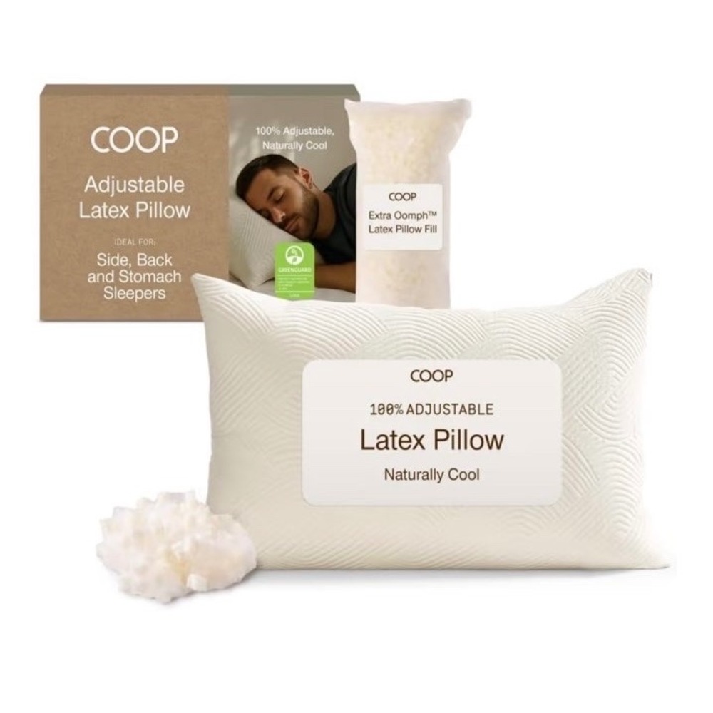 Coop Sleep Goods Ethosource Adjustable Latex Pillow White Naturally Cool NIB